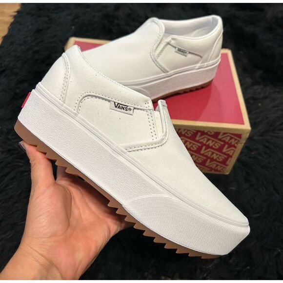 VANS off the wall Asher white platform slip on shoes sneakers women's 9 new - Picture 1 of 6
